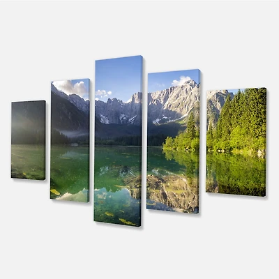 Green Mountain Lake the Alps Canvas Wall Art Panels