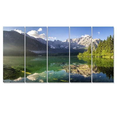 Green Mountain Lake the Alps Canvas Wall Art Panels
