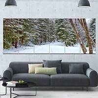 Snowy Road the Forest  Canvas Wall Art