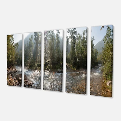 Mountain River Panorama 4 Canvas Wall Art