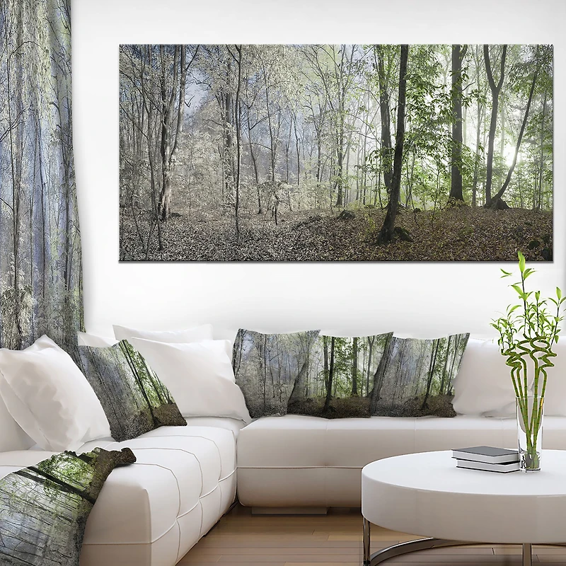 Green Morning Forest Panorama  Canvas Art Print