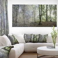 Green Morning Forest Panorama  Canvas Art Print