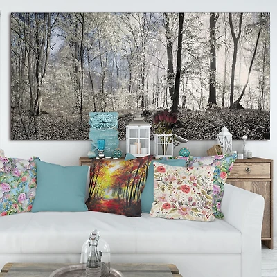 Dark Morning Forest Panorama Canvas Wall Art Print