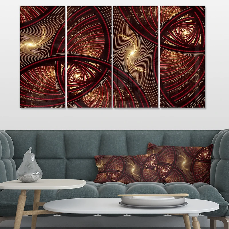 Brown Symmetrical Fractal Pattern Canvas Wall Art