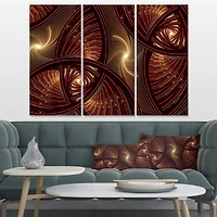 Brown Symmetrical Fractal Pattern Canvas Wall Art