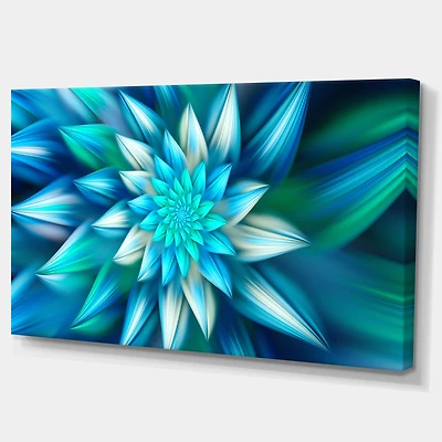 Huge Blue Fractal Flower Wall Art