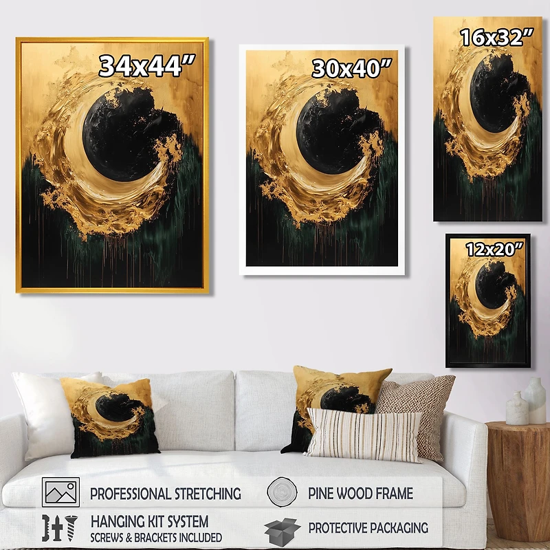 Éclipse lunaire moderne noir et or « Black and Gold Eclipse »