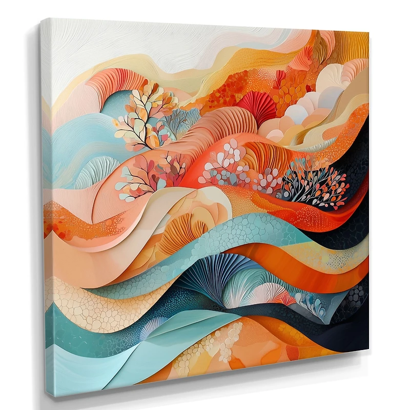 Oceanic Eternity – Coral Abstract Wave Painting