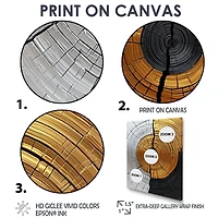 Abstraction bois doré et gris « Roots of Serenity »