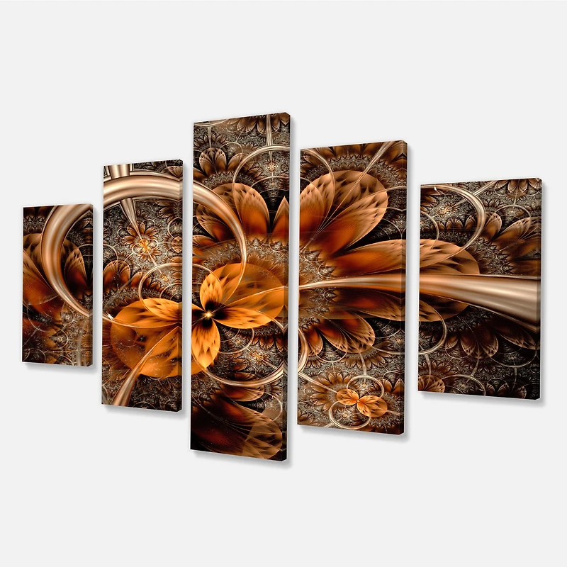 Dark Orange Fractal Flower Canvas Art Print