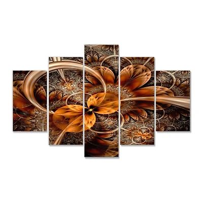 Dark Orange Fractal Flower Canvas Art Print