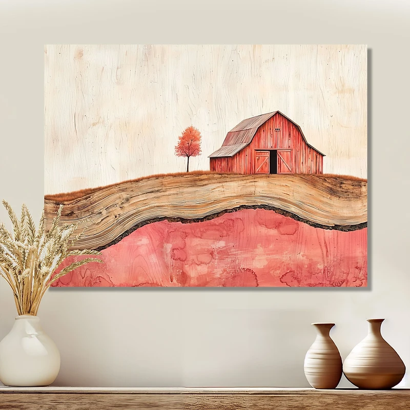 Paysage de ferme d’automne sur panneau en bois « Countryside Autumn Farm »