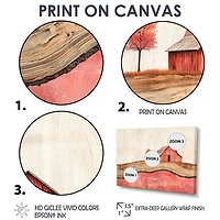 Paysage de ferme d’automne sur panneau en bois « Countryside Autumn Farm »