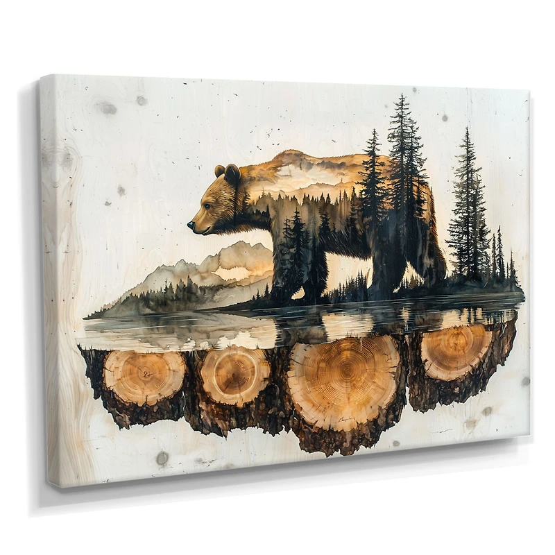 Ours double exposition reflet dans le lac « Double Exposure Bear »