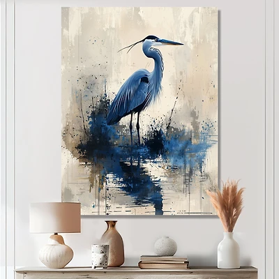 Oiseau héron bleu art minimaliste nature « Blue Heron Elegance »