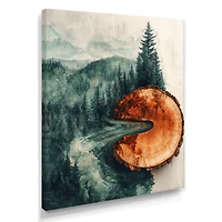 Rivière émeraude en forêt de bouleaux art mural « Emerald River »