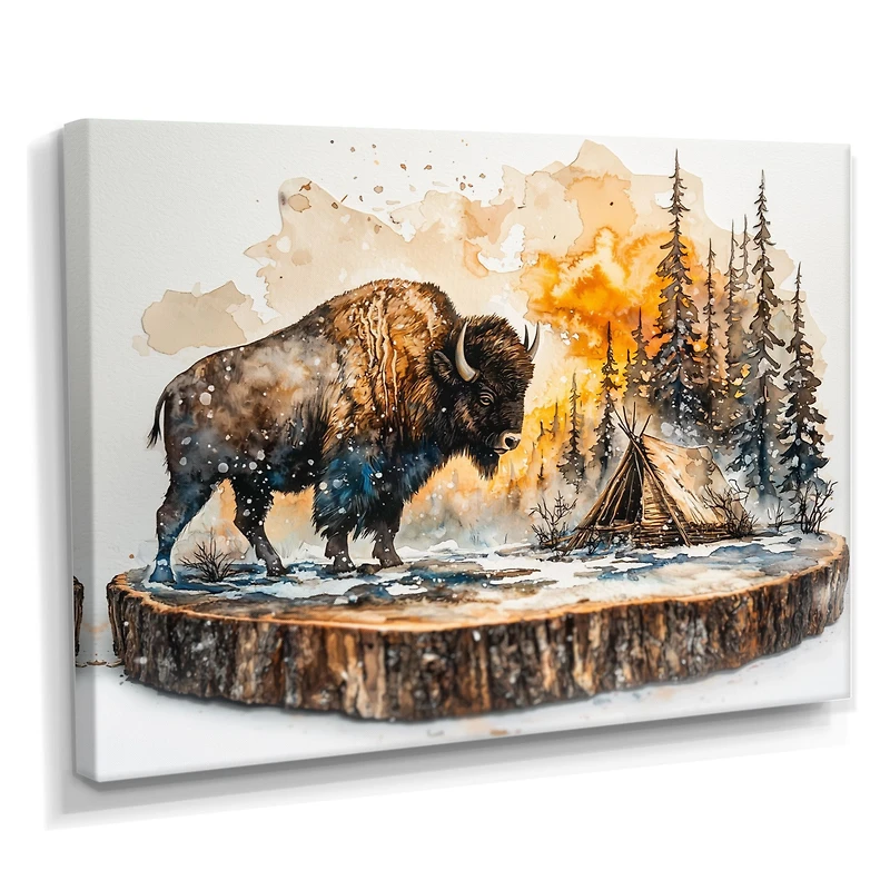 Winter Bison – Majestic Forest Landscape