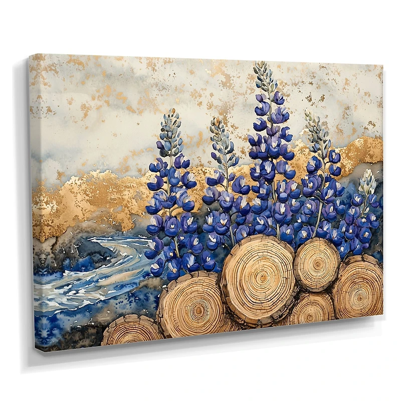Fleurs bluebonnets florales rustiques art mural « Bluebonnet Blooms »