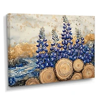 Fleurs bluebonnets florales rustiques art mural « Bluebonnet Blooms »