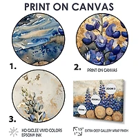 Fleurs bluebonnets florales rustiques art mural « Bluebonnet Blooms »