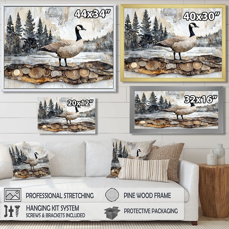 Art mural oie canadienne paysage de pins tranquille « Canadian Goose »