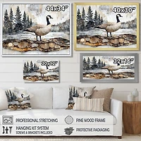 Art mural oie canadienne paysage de pins tranquille « Canadian Goose »