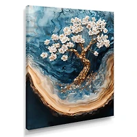 Art mural cerisier doré hivernal « Winter Blossoms »