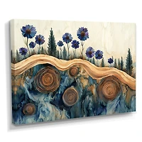 Aqua Cornflowers – Rustic Wooden Forest Floral Scene