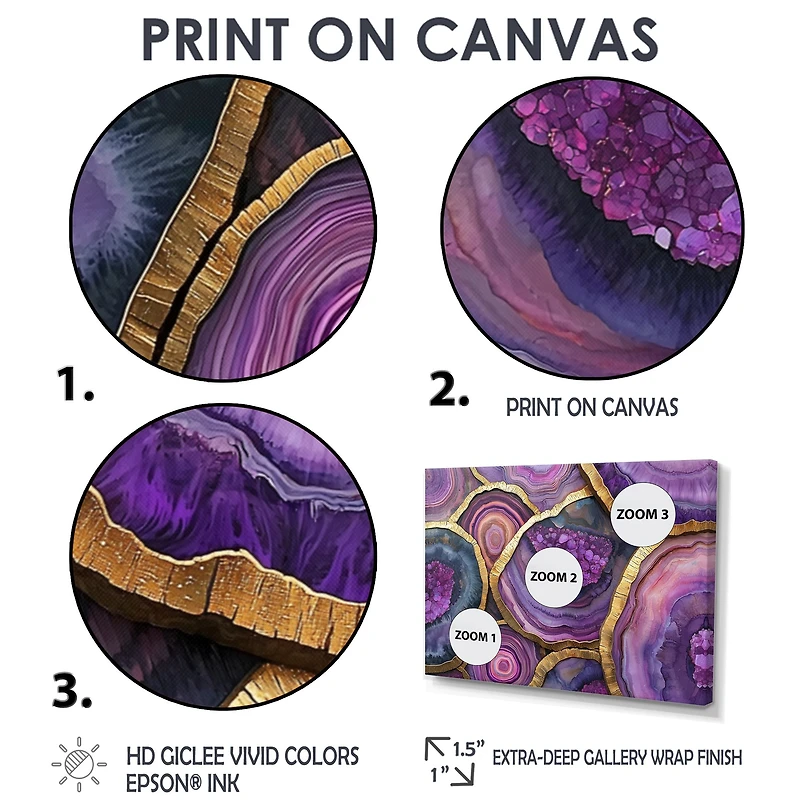 Art mural essence cristal violet et bois abstrait « Crystal Essence »