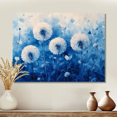Blue Dandelion Glow – Soft Watercolor Serenity