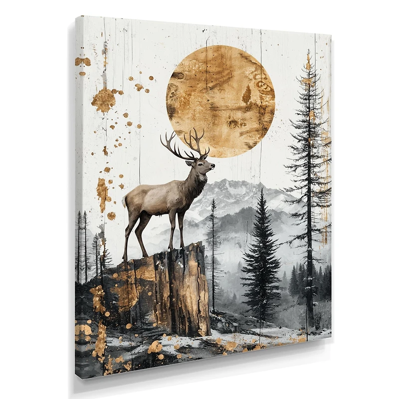 Grace in the Wild – Golden Deer Forest Landscape