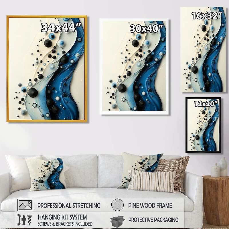 Art mural sérénité rythmique aqua abstrait « Rhythmic Serenity »