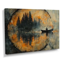 Art mural pêche en rivière paysage nature paisible