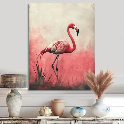 Art mural flamant rose reflets eau tropicale « Flamingo Reflections »