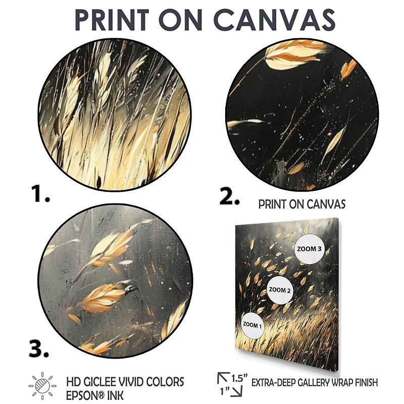 Art mural brise de prairie feuilles dorées