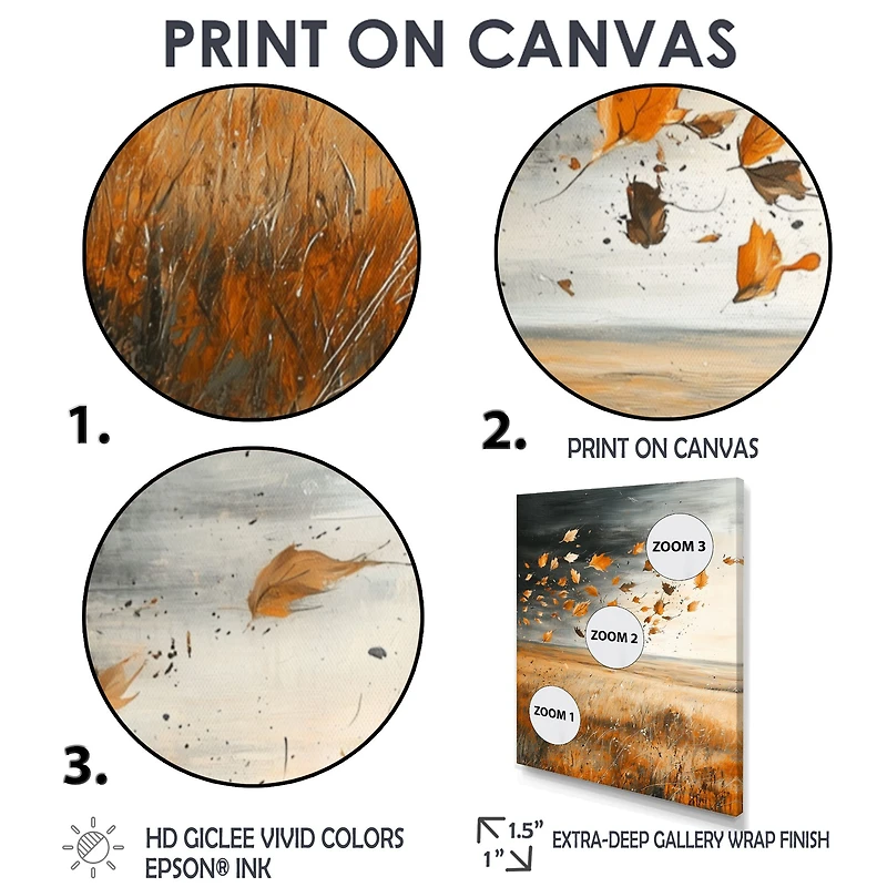 Art mural prairie balayée par le vent feuilles d’automne