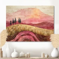 Art mural blé et roses scène de prairie dorée