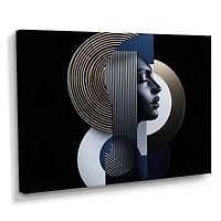 Art mural femme géométrique symétrie sombre