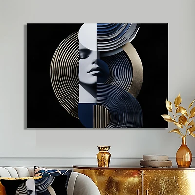 Art mural femme géométrique symétrie forte