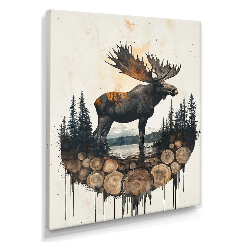 Art mural élan canadien reflet sur lac