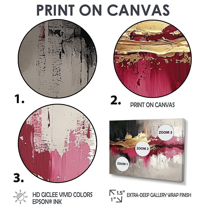 Art mural fusion or et rose abstrait expressionniste