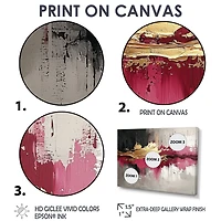 Art mural fusion or et rose abstrait expressionniste