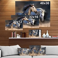 Horses run dust Wall Art