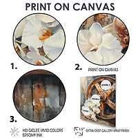 Art mural orchidées rustiques roue de chario