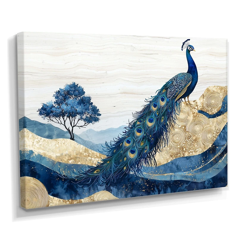 Golden Peacock – Aqua and Agate Abstract Landscape