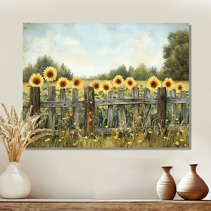 Barnside Sunflowers – Bright Country Fence Art