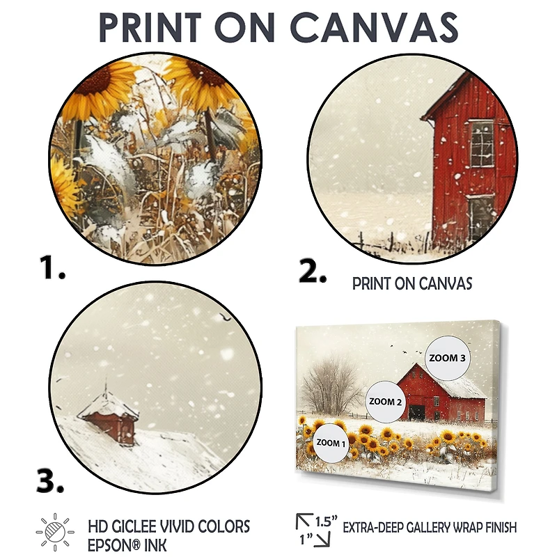 Winter Barn Sunflowers – Soft Grey Rustic Charm