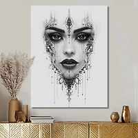 Art mural esprit méditatif portrait féminin monochrome