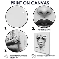 Art mural esprit méditatif portrait féminin monochrome