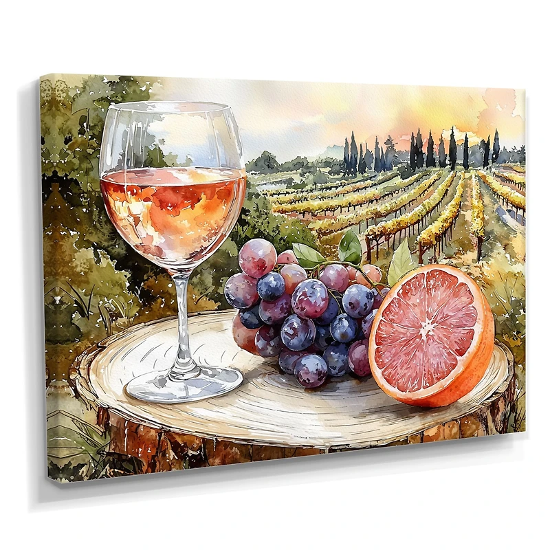 Vineyard Still Life – Grapefruit and Wine Among the Vines